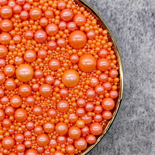 MIXED SIZES ORANGE SUGAR PEARLS 125 GMS 1220