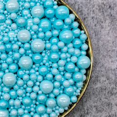 MIXED SIZES TURQUOISE BLUE SUGAR PEARLS 125 GMS
