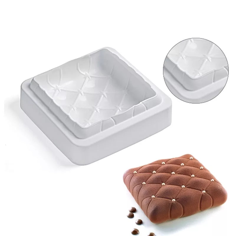 3D QUILTED SQUARE CHOCOLATE MOUSSE MOULD