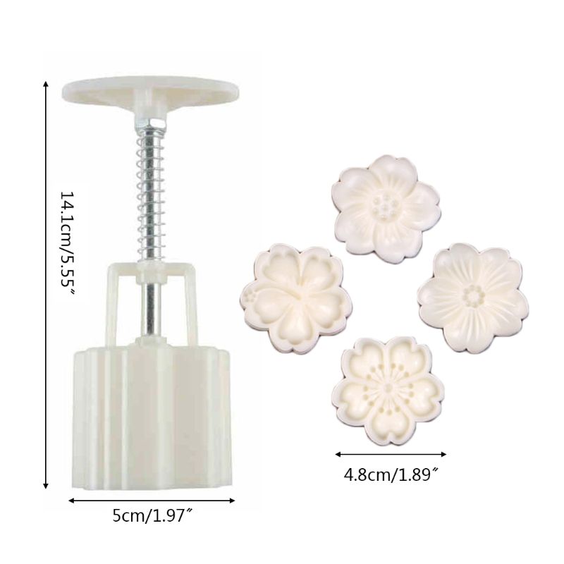 CHERRY BLOSSOM COOKIE/DIWALI SWEETS/MOON CAKES PLUNGER MOULD 4PCS