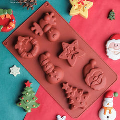 LARGE CHRISTMAS THEMED CHOCOLATE MOULD 6 CAVITY
