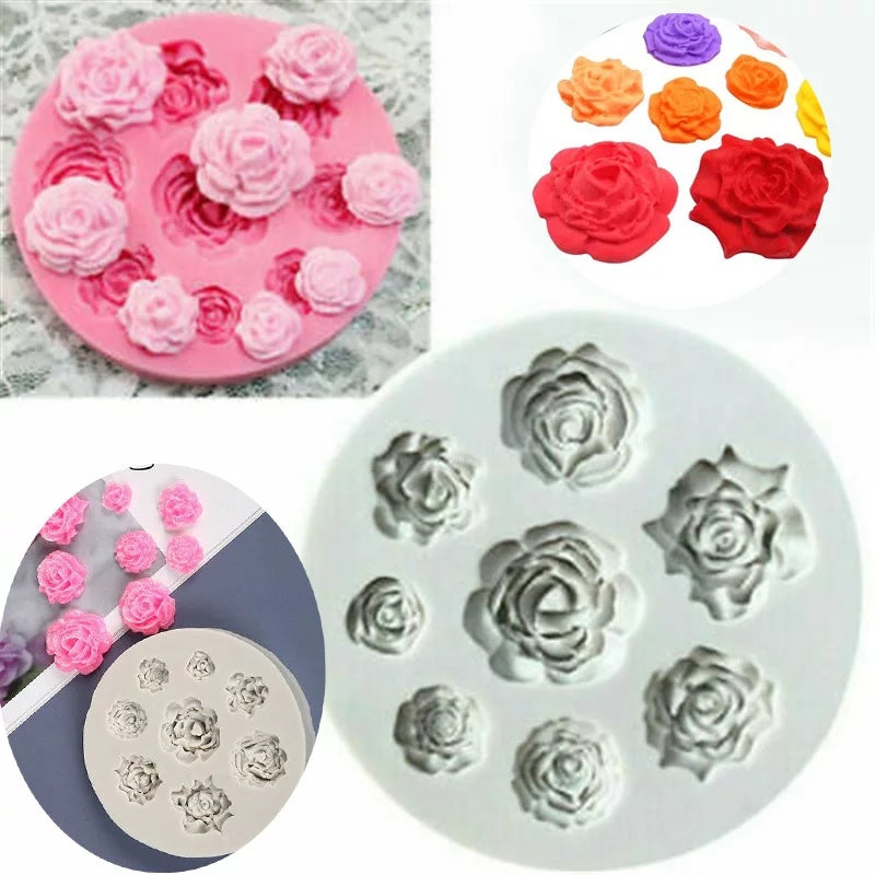 ASSORTED ROSES FLOWERS MOULD 8PCS