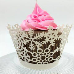 LASER CUT SNOWFLAKES CUPCAKE CAGES/WRAPPERS - {12 Pcs}