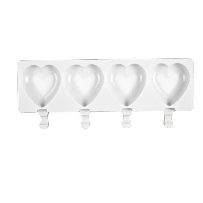 LARGE SMOOTH HEART CAKESICLES/ICE POP/LOLLIPOP MOULD 4 PCS