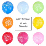 12 INCH ASSORTED HAPPY BIRTHDAY BALLOONS 10PCS PACK