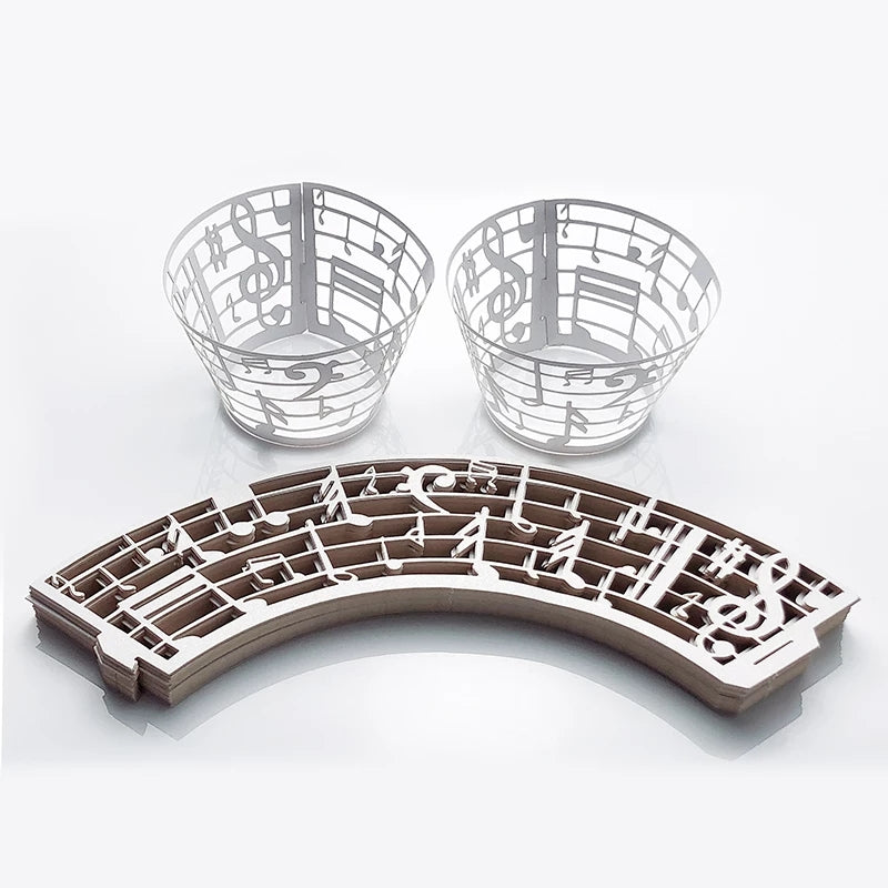 LASER CUT MUSICAL NOTES CUPCAKE CAGES/WRAPPERS - {12 Pcs}