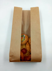 PLAIN BROWN GUSETTED COOKIE BAGS WITH WINDOW (NON POLYCOATED)