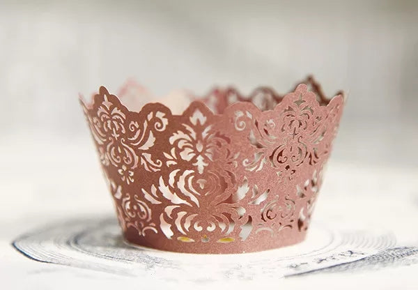 LASER CUT DAMASK CUPCAKE CAGES/WRAPPERS  - {12 Pcs}