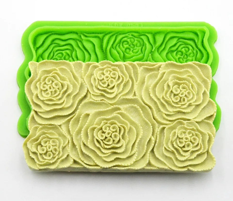 LARGE OPEN FLOWERS BAS RELIEF MOULD
