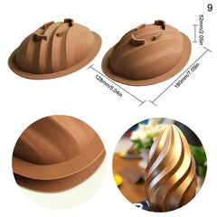 LARGE RIDGES 3D LARGE EGG CHOCOLATE MOULD 2PC SET