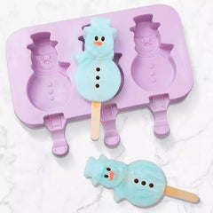 MINI SNOWMAN CAKESICLES/ICE POP/LOLLIPOP MOULD 3 PCS