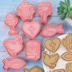 HOLY COMMUNION/CHRISTIAN THEMED COOKIE CUTTERS WITH EMBOSSERS
