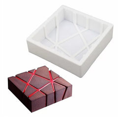 GEOMETRIC LINES SQUARE CHOCOLATE MOUSSE MOULD