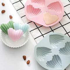 RIDGE SHELL HEART CHOCOLATE MOULD 4 CAVITY