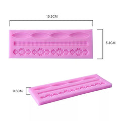 FLOWER & RIBBON SILICONE BORDER MOULD 3 TYPES (GREY)
