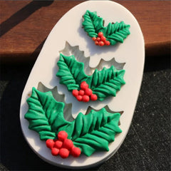HOLY LEAF / CHRISTMAS PLANT MOULD 3 PCS