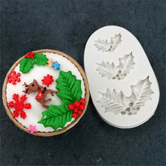 HOLY LEAF / CHRISTMAS PLANT MOULD 3 PCS