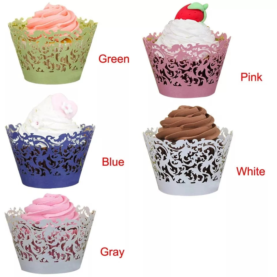 LASER CUT WIDE FILIGREE CUPCAKE CAGES/WRAPPERS - {12 Pcs}