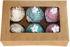 BROWN CUPCAKE BOXES/HOLDERS WITH WINDOW