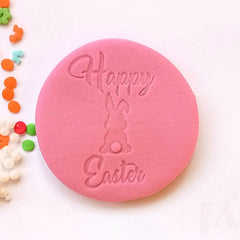 HAPPY EASTER BUNNY WITH TAIL STAMP/EMBOSSER/PRESS