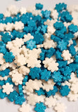 BLUE AND WHITE FLAT FLOWER CANDY SPRINKLES 15G