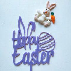 HAPPY EASTER WITH BUNNY EAR AND EGG ACRYLIC TOPPER
