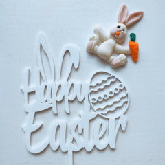 HAPPY EASTER WITH BUNNY EAR AND EGG ACRYLIC TOPPER