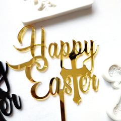 HAPPY EASTER WITH CROSS ACRYLIC TOPPER