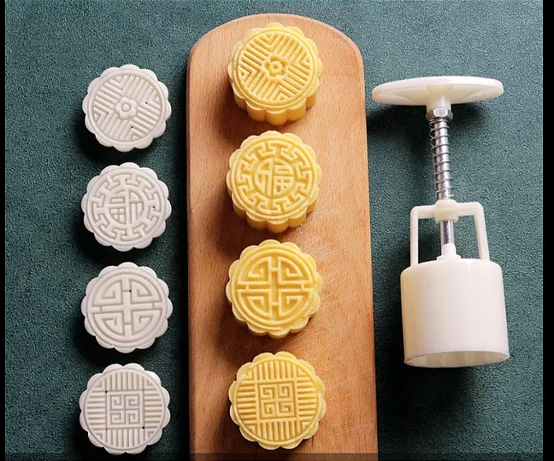 MURALS COOKIE/DIWALI SWEETS/MOON CAKES PLUNGER MOULD 4PCS