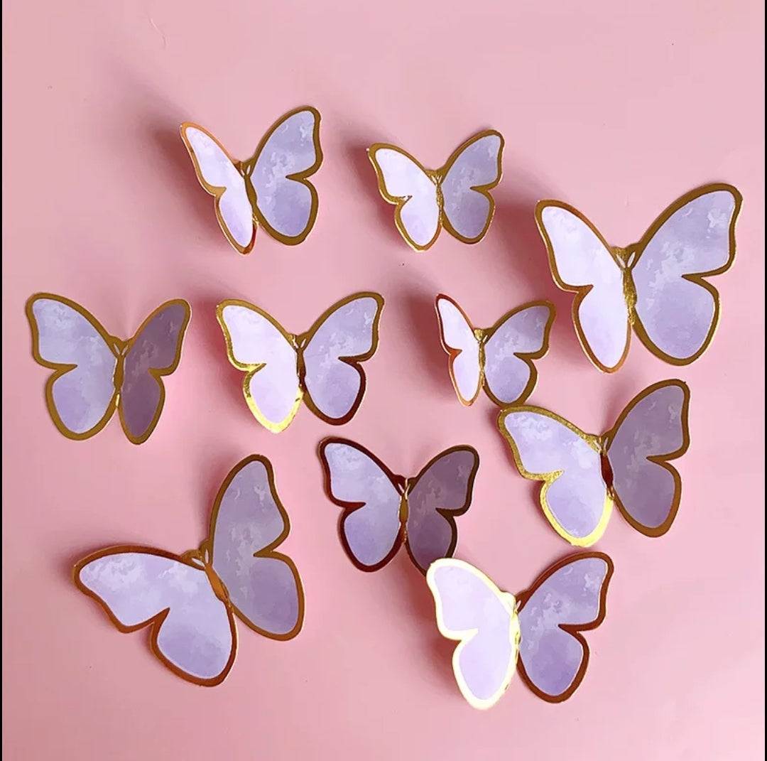 PLAIN SMOOTH WING PAPER BUTTERLIES TOPPERS 10 PCS SET