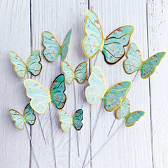 MIXED COLOUR WING PAPER BUTTERLIES TOPPERS 10 PCS SET