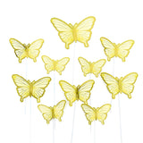 FINE GOLD DETAIL WING PAPER BUTTERLIES TOPPERS 10 PCS SET
