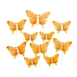 FINE GOLD DETAIL WING PAPER BUTTERLIES TOPPERS 10 PCS SET