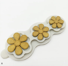 SMOOTH EDGES STITCHED PETALS FLOWER HEAD MOULD 3 SIZES