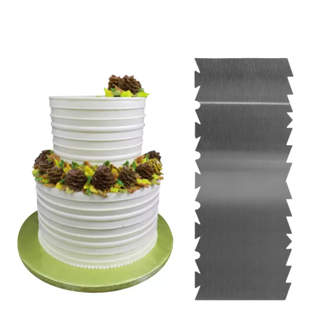 STAINLESS STEEL DOUBLE SIDED DOUBLE SIDED HOOPS AND PLEATS 
ICING COMB (10*4)