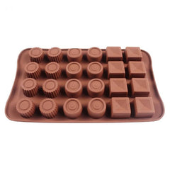 MINI ASSORTED DESIGNS SQUARES & CIRCLES CHOCOLATE MOULD 24 CAVITY