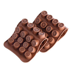 MINI ASSORTED DESIGNS SQUARES & CIRCLES CHOCOLATE MOULD 24 CAVITY