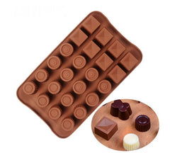 MINI ASSORTED DESIGNS SQUARES & CIRCLES CHOCOLATE MOULD 24 CAVITY