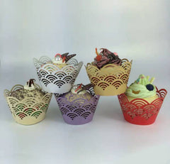 LASER CUT WAVES CUPCAKE CAGES/WRAPPERS - {12 Pcs}
